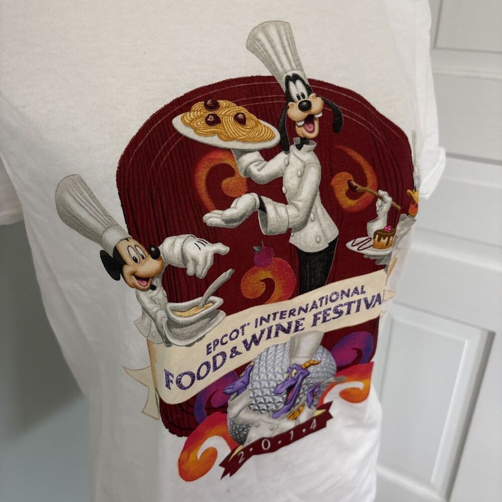 Disney Epcot International Food And Wine Festival 2014 White T-shirt Medium - Picture 4 of 7